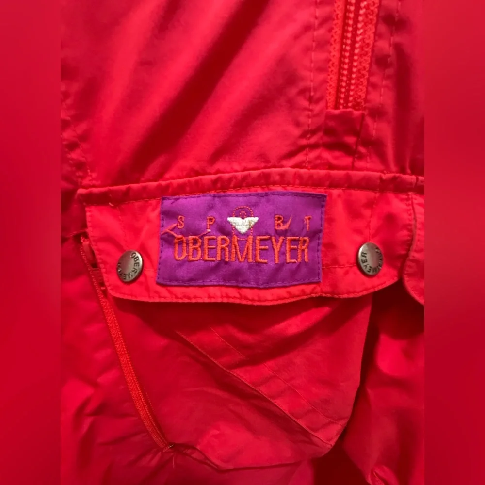 Men's Vintage Retro OBERMEYER Caribou Snowboarding Jacket. Neon Pink. Medium